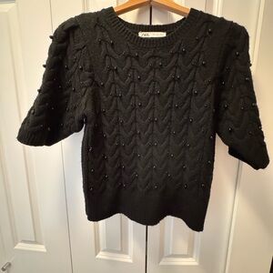 Zara Black Textured Women's Sweater